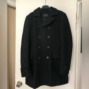 Black wool Banana Republic double breasted pea coat winter dress coat